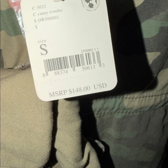 NWT FREE PEOPLE Not Your Brother's Green Camo Print Surplus Jacket sz small - Picture 15 of 15